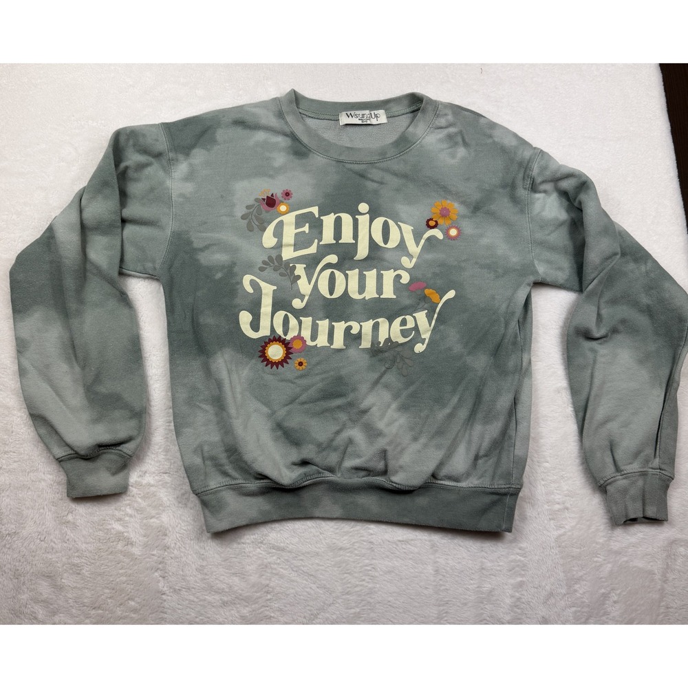 Wound Up Enjoy Your Journey Sage Tie Dye Sweatshirt Small 3-5